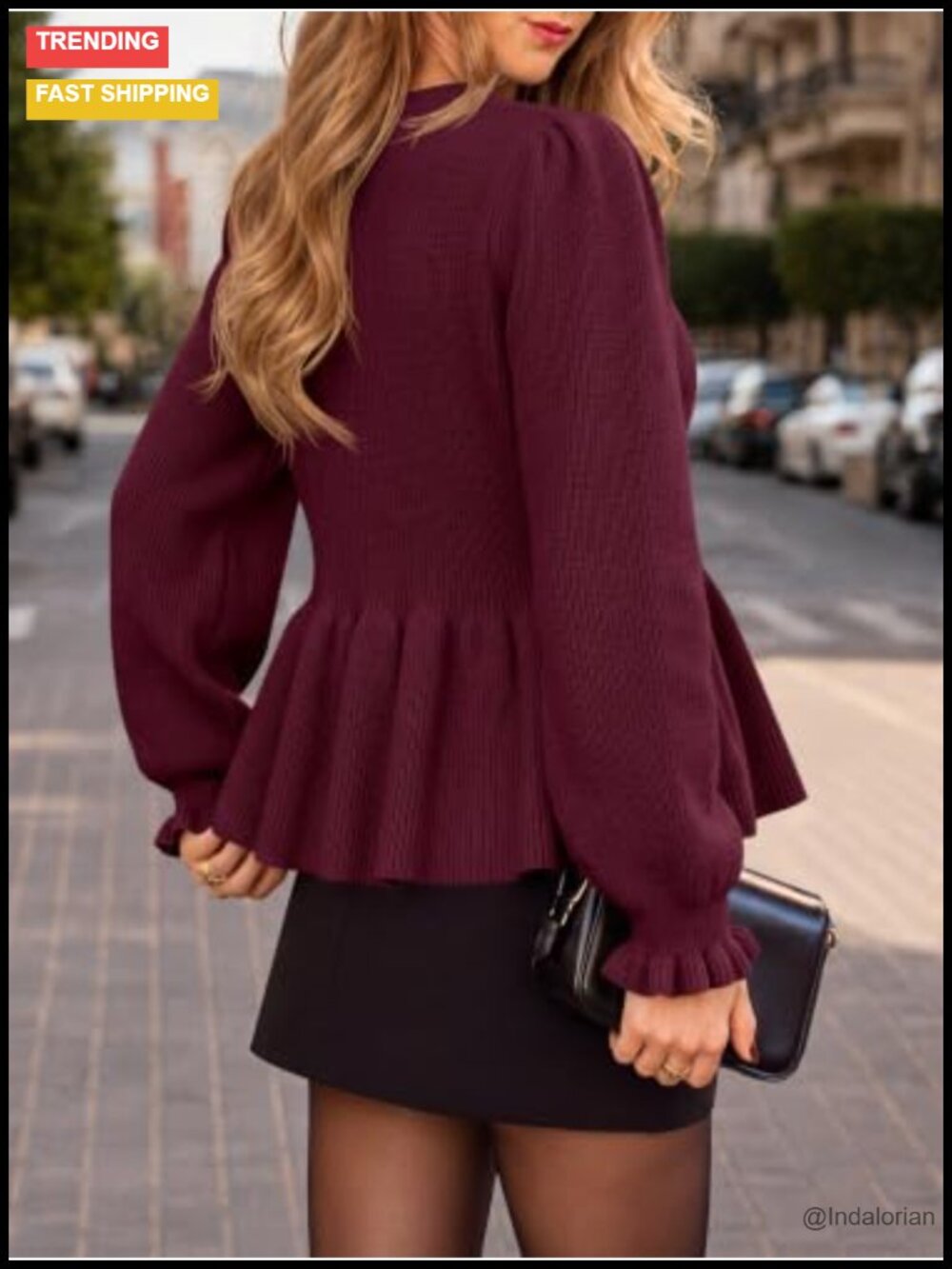 Cropped Ruffle Sleeve Button Up Cardigan Sweater - Picture 5 of 6
